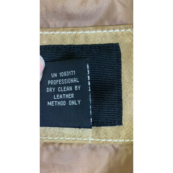 Mossimo Moto Jacket Womens Large Button Front 70’s Tan Suede Leather Coat - Picture 8 of 11